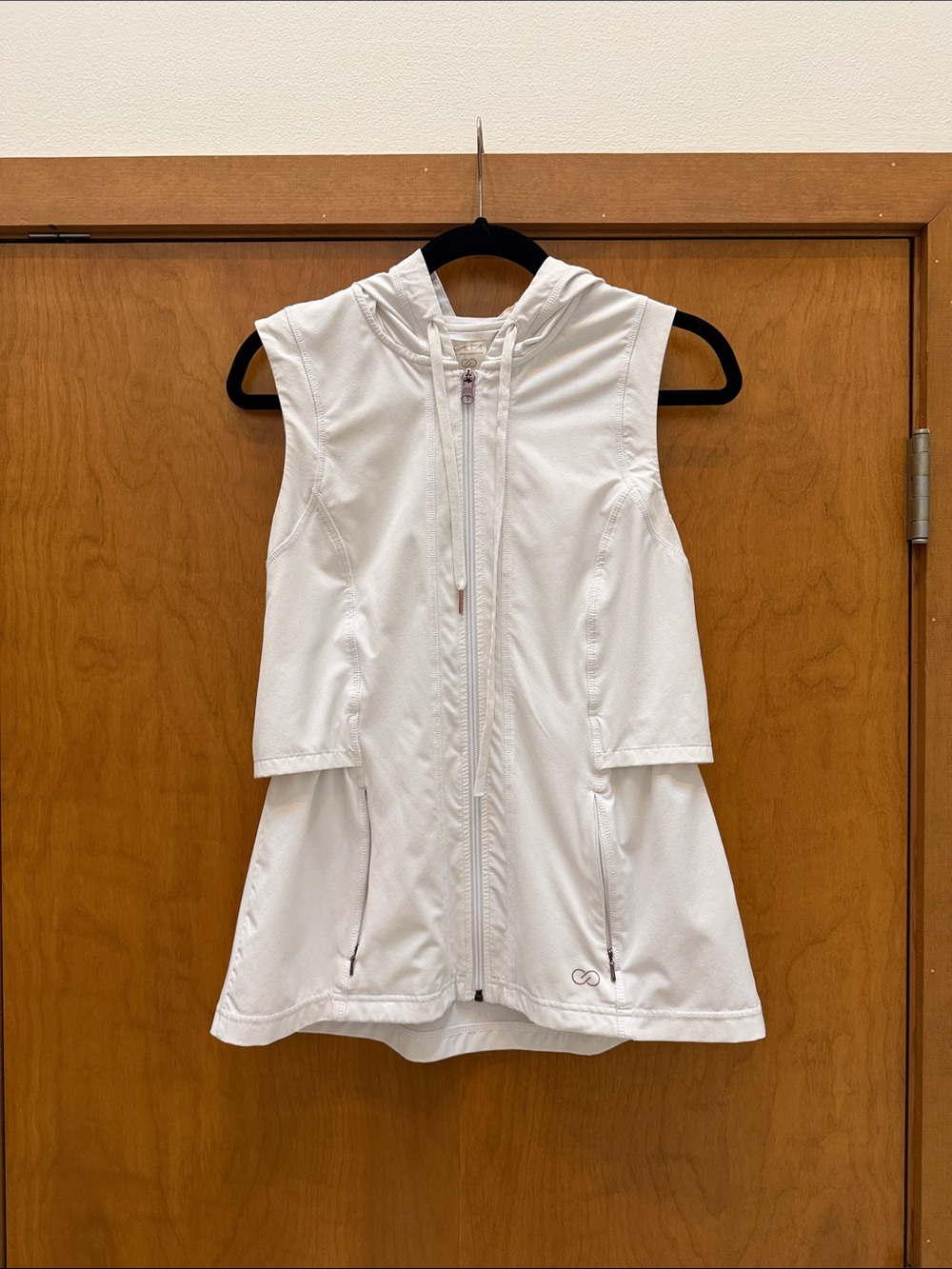 CALIA White Hooded Sleeveless Zip Vest